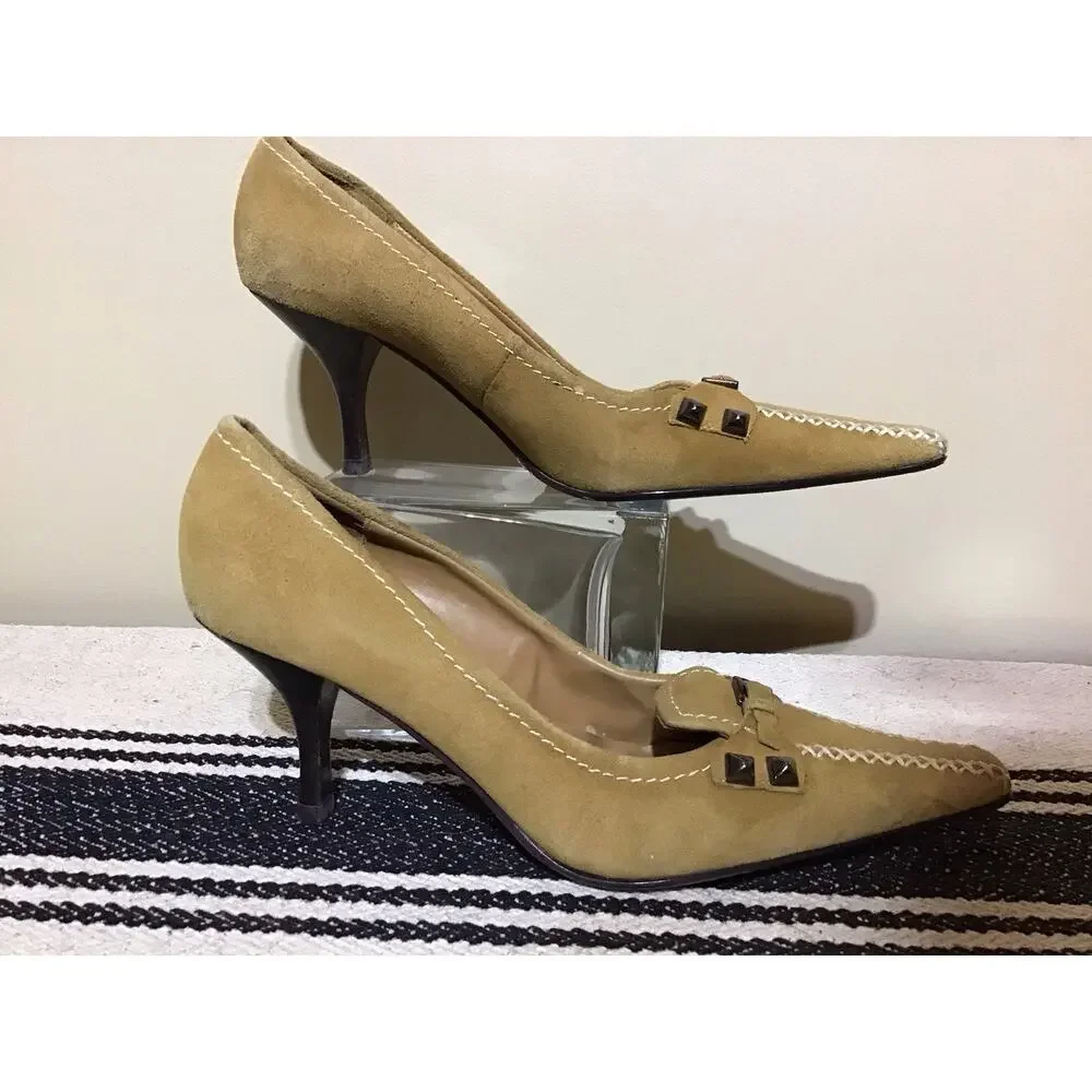 Steve Madden Y2K Women Studs Buckle Leather Pointed Toe Stiletto Pump 8.5 SlipOn